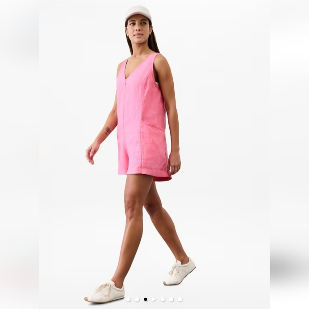 ATHLETA | Retreat Linen Romper In Raphanus Pink 🩷 - Picture 3 of 16